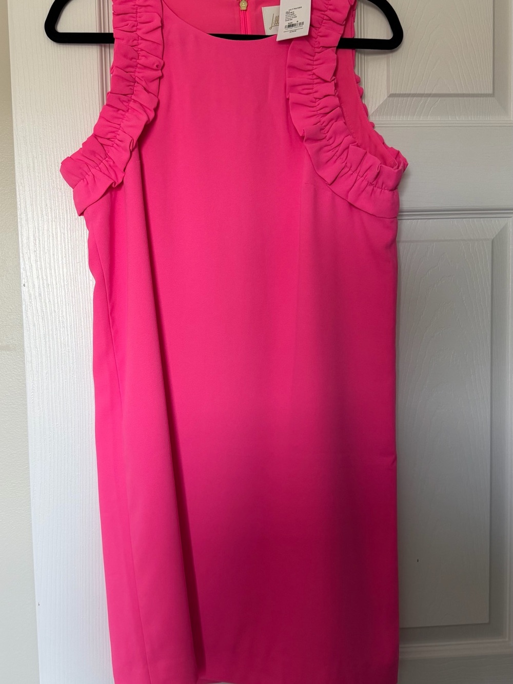 Lilly Pulitzer Hot Pink Ruffle-Trim Sleeveless Shift Dress